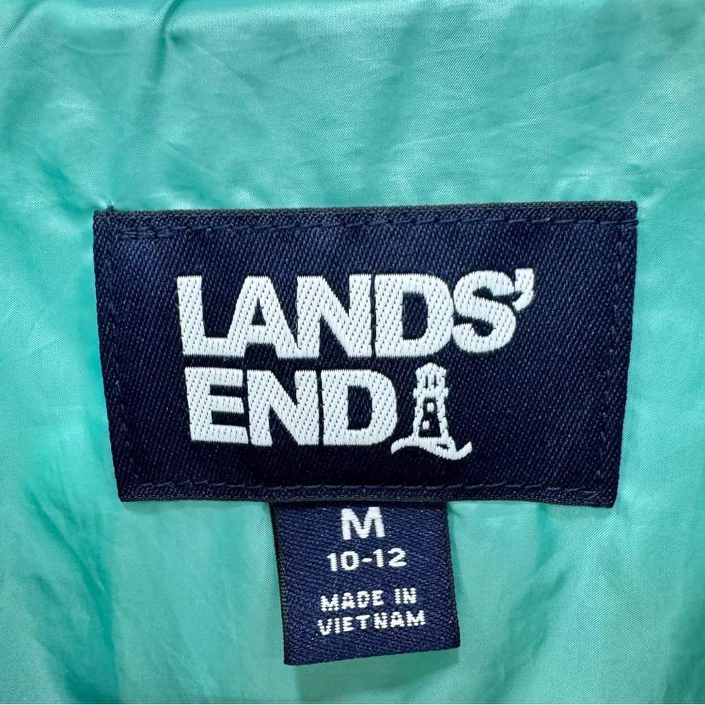 Lands End Girls blue green Primaloft Puffer Coat Jacket Full Zip Sz 10/12 - Picture 4 of 5